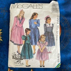 Vintage 1990 girls dress sewing pattern